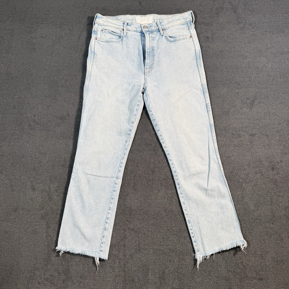 Mother Jeans Women's 30x28 High Waisted Rascal Slice Undone Hem Light Wash